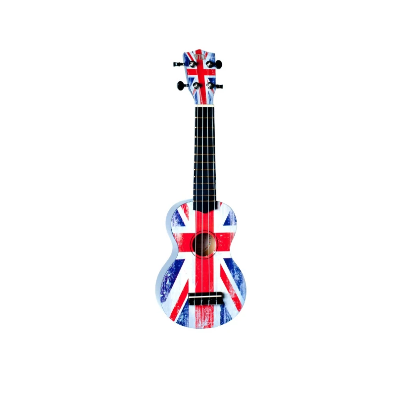 WIKI UK/GB - гитара укулеле сопрано, липа, рисунок "британский флаг", чехол в комплекте в магазине Music-Hummer