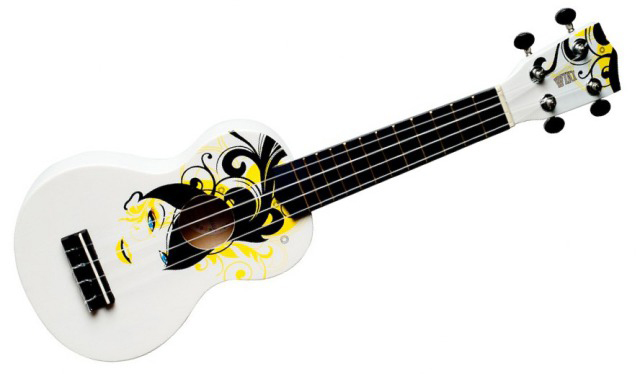 WIKI UK/FLORAL - гитара укулеле сопрано, липа, рисунок "девушка с цветами", чехол в комплекте в магазине Music-Hummer