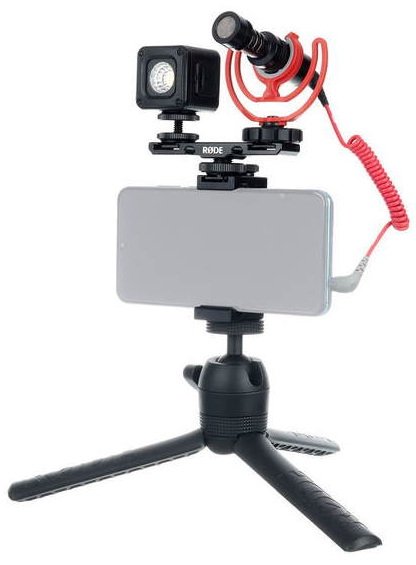 Фото Комплект RODE Vlogger Kit Universal BLUE c голубой меховой ветрозащитой