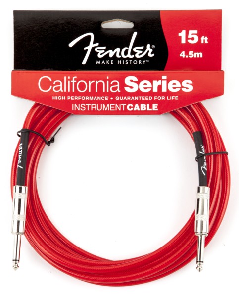FENDER 15' CALIFORNIA INSTRUMENT CABLE CANDY APPLE RED инструментальный кабель  в магазине Music-Hummer