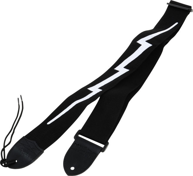 FENDER 2.5' NYLON LIGHTNING BOLT STRAP BLACK ремень для гитары, цвет черный, рисунок молния в магазине Music-Hummer