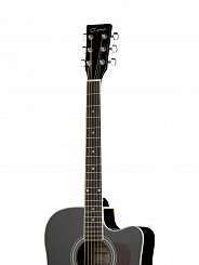 Электро-акустическая гитара, с вырезом, черная, Caraya F641EQ-BK