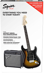 Squier Affinity Series™ Stratocaster® HSS Pack, Laurel Fingerboard, Brown Sunburst, Gig Bag, 15G - 230V EU