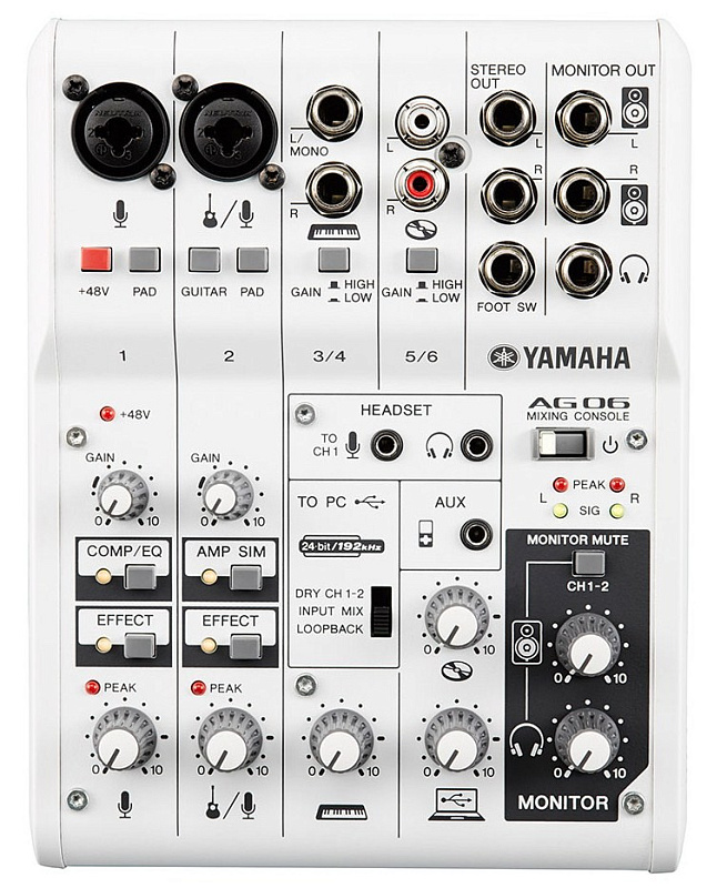 Фото YAMAHA AG06 6-канальный микшер + микрофон DM305
