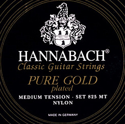 Комплект струн для классической гитары нейлон/позолоченные Hannabach 825MT Black PURE GOLD