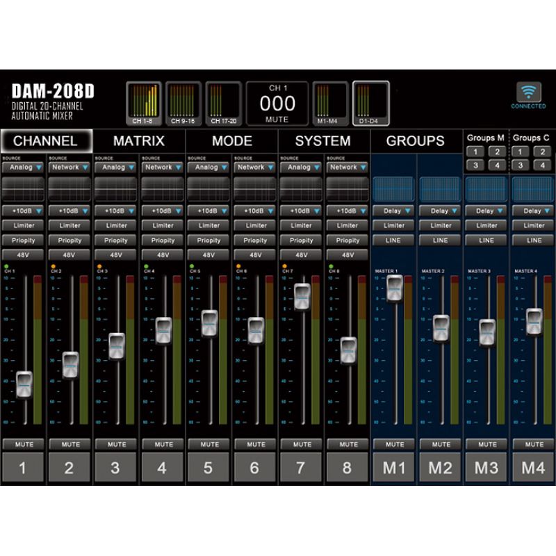 Фото 20-канальный цифровой автоматический микшер с интерфейсом RELACART DAM-208D