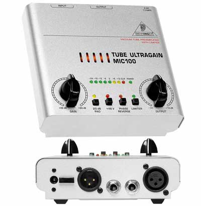 Фото Behringer mic 100 tube ultragain Ламповый микрофонный предусилитель с лимитором