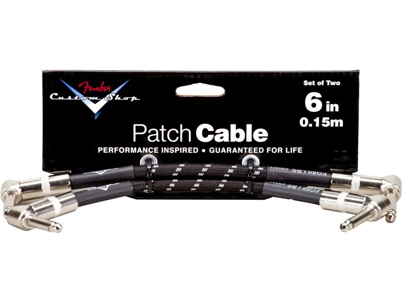 Фото FENDER CUSTOM SHOP 6'' PATCH CABLE 2 PACK BLACK TWEED коммутационный кабель (упаковка 2 шт)