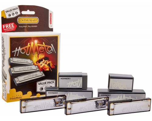 HOHNER Hot Metal CGA - Губные гармошки (набор) диатоническая Хонер в магазине Music-Hummer