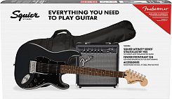Электрогитара в комплекте FENDER SQUIER Affinity 2021 Stratocaster HSS Pack LRL Charcoal Frost Metallic