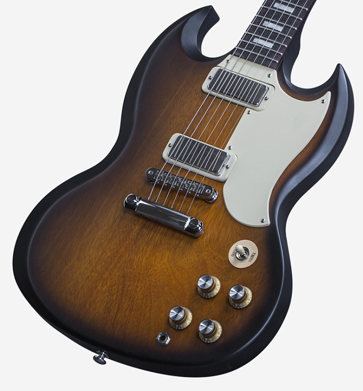 Фото GIBSON SG Special 2016 T Satin Vintage Sunburst электрогитара, цвет - винтажный санбёрст (матовый), фурнитура - хром