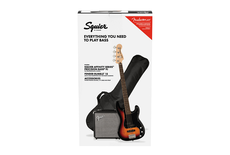 Фото Бас-гитара в комплекте FENDER SQUIER Affinity 2021 Precision Bass PJ Pack LRL 3-Color Sunburst