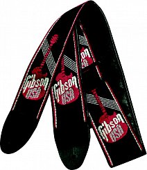GIBSON 3 WOVEN STRAP W/ GIBSON LOGO-RED ремень для гитары с красным лого, ширина 7,6 см