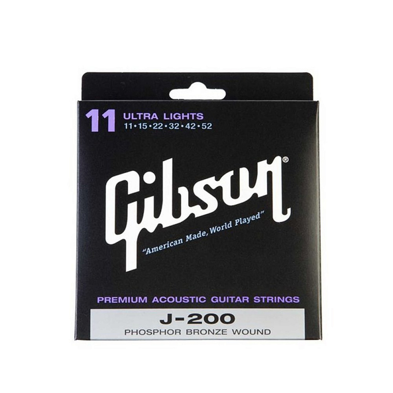 GIBSON SAG-J200UL J200 PHOS BRONZE ACOUS .011-.052 струны для акустической гитары 0.011-0.052, фосфорная бронза в магазине Music-Hummer