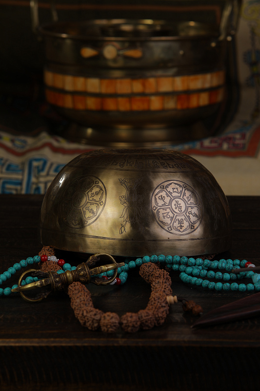 Фото Кованная поющая чаша Lingom Full Carving SBLN-FC