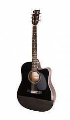 Акустическая гитара, с вырезом, черная, Caraya F601-BK