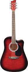 Jay Turser JTA-454QCET-RSB  электроакустическая гитара Dreadnought, Red Sunburst