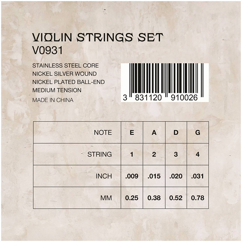 Струны для скрипки VESTON V0931 в магазине Music-Hummer