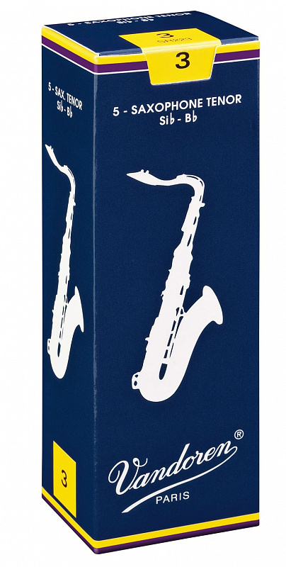 Vandoren SR223  трости для тенор-саксофона , традиционные (синяя пачка), №3, (упаковка 5 шт. ) в магазине Music-Hummer