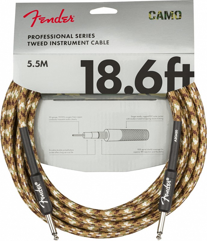 FENDER Professional Series Instrument Cable Straight/Straight 18.6` Desert Camo в магазине Music-Hummer