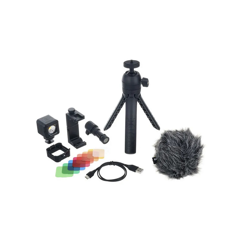Фото Комплект RODE Vlogger Kit iOS edition GREEN c зелёной меховой ветрозащитой