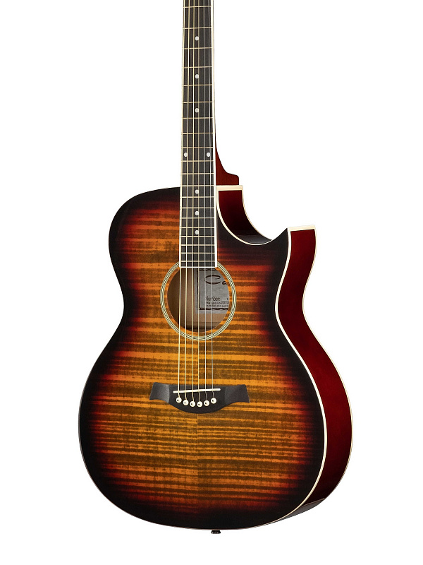 Акустическая гитара, с вырезом, санберст, Caraya F531-TBS в магазине Music-Hummer