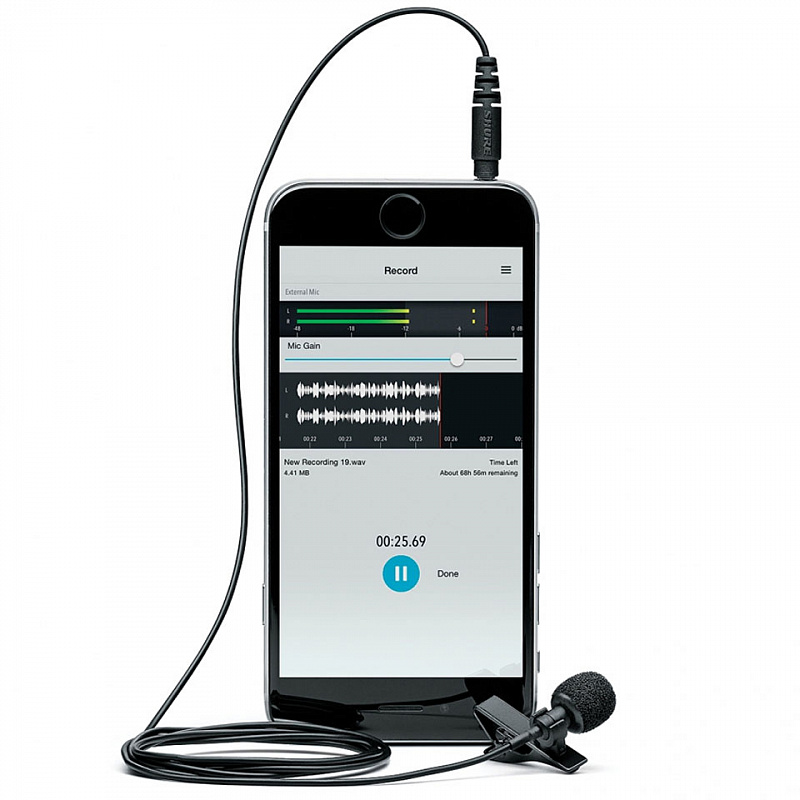 SHURE MVL конденсаторный петличный микрофон для записи на мобильный телефон или планшетный компьютер в магазине Music-Hummer