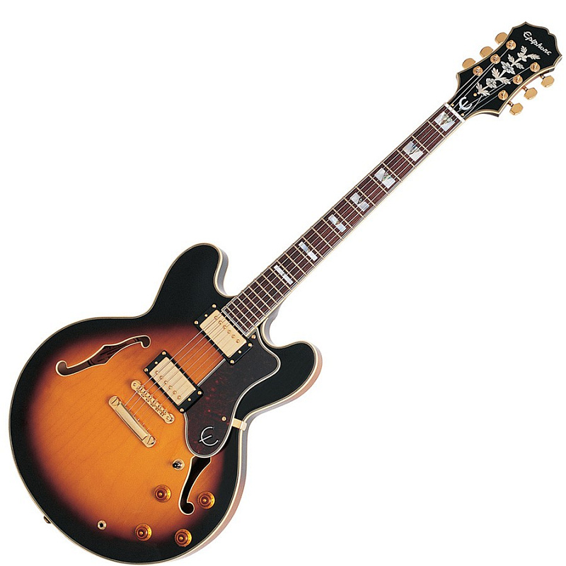 Фото Полуакустическая электрогитара, EPIPHONE DOT VINTAGE SUNBURST 