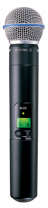 SHURE SLX2/BETA58 L4E 638 - 662 MHz ручной передатчик с капсюлем динамического микрофона BETA 58 для беспроводной системы SLX в магазине Music-Hummer