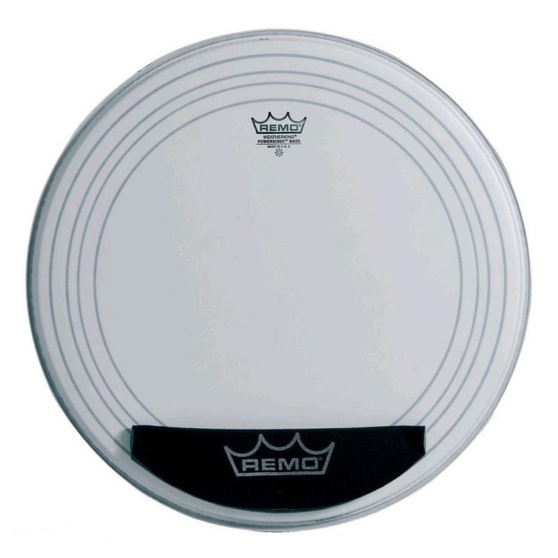 Фото Remo PW-1122-00 24"Powerstroke clear, пластик для бас бараб. , прозрачн. с демп. кольцом, наклейка в комплекте