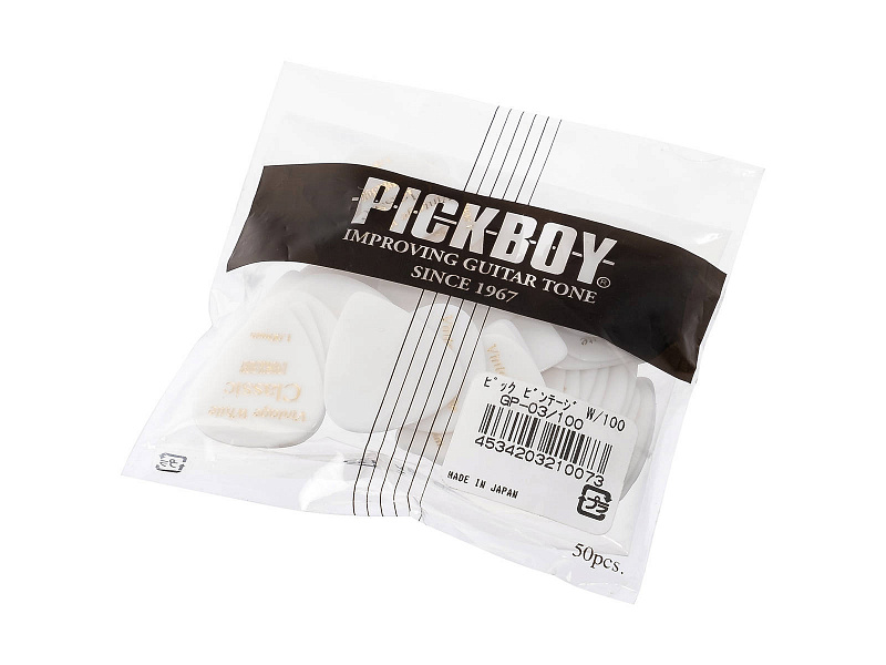 Медиаторы Pickboy GP-03/100 Celluloid Vintage Classic White в магазине Music-Hummer