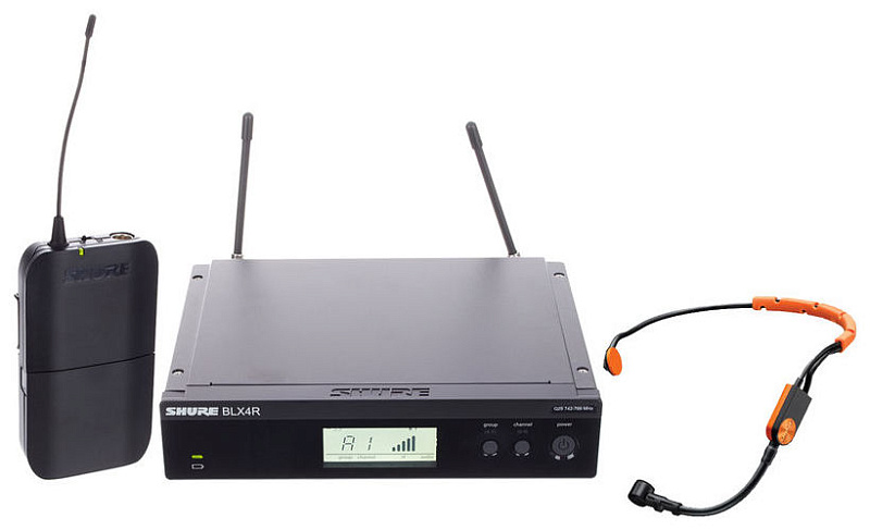 Фото SHURE BLX14RE/SM31 K3E 606-636 MHz радиосистема головная с микрофоном SM31FH. Кронштейны для крепления в рэк в комплекте