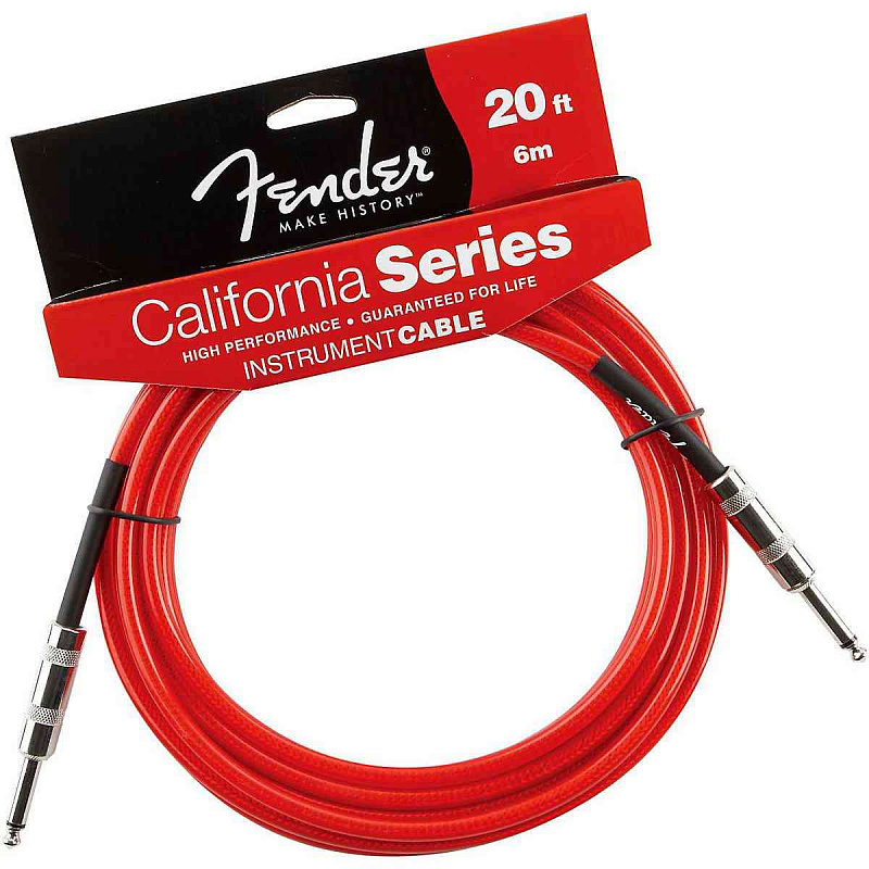 FENDER 20' CALIFORNIA INSTRUMENT CABLE CANDY APPLE RED инструментальный кабель  в магазине Music-Hummer