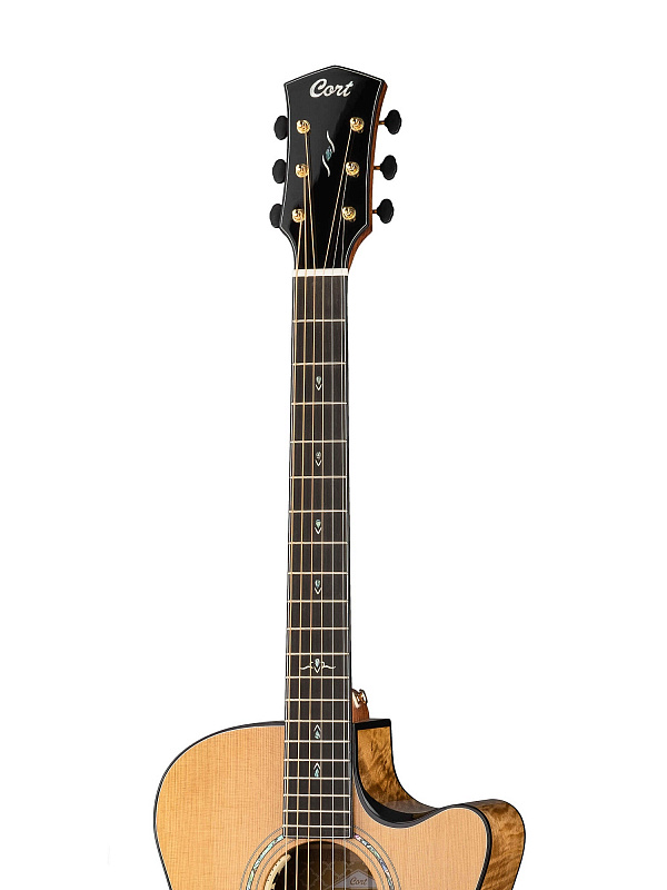 Gold-Edge-NAT Gold Series Электро-акустическая гитара, с вырезом, цвет натуральный, с футляром, Cort в магазине Music-Hummer