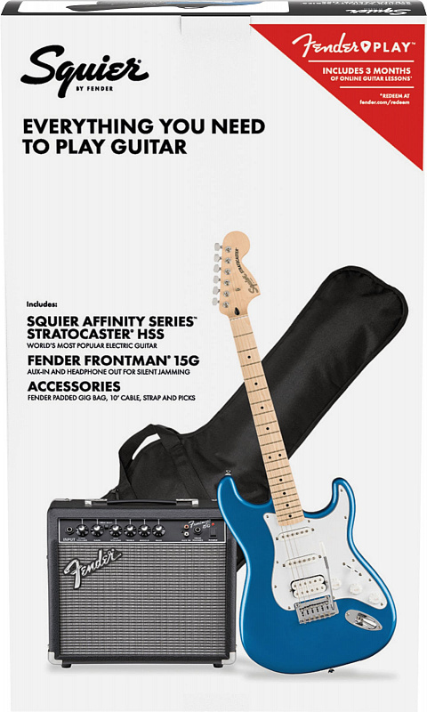 Электрогитара в комплекте FENDER SQUIER Affinity 2021 Stratocaster HSS Pack MN Lake Placid Blue в магазине Music-Hummer