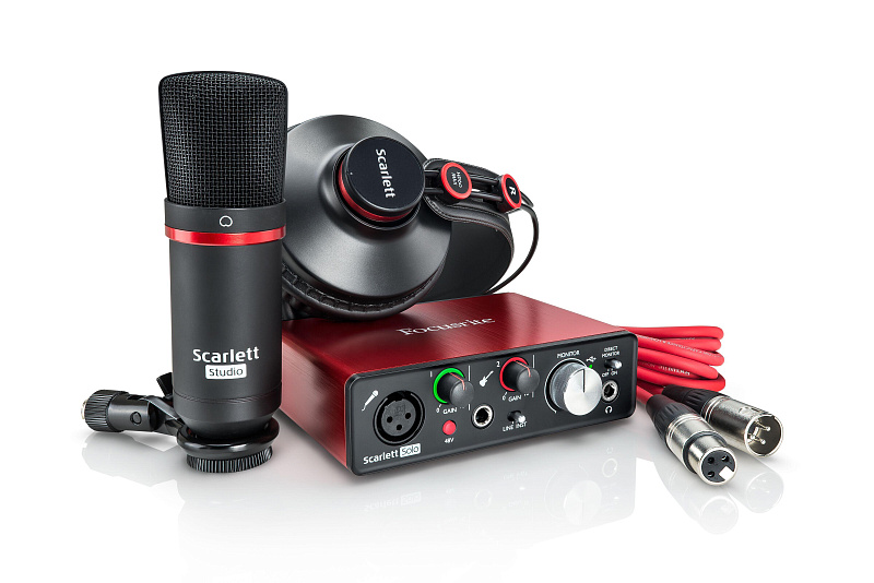 Фото FOCUSRITE Scarlett Solo Studio 2nd Gen студийный комплект (Scarlett Solo 2nd Gen, наушники, микрофон, ПО, микрофонный кабель).