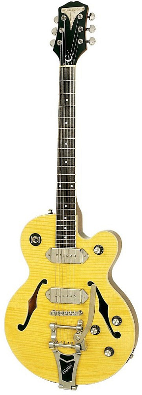 Фото EPIPHONE WILDKAT ANTIQUE NATURAL W/BIGSBY VIBROTONE TREMOLO полуакустическая электрогитара
