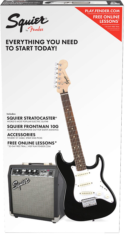 Squier Stratocaster® Pack, Laurel Fingerboard, Black, Gig Bag, 10G - 230V EU в магазине Music-Hummer